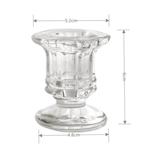 Ljusstake i transparent glas - Set med 2 små ljusstakar för bröllop, jul, heminredning, stöd för koniska ljus, vardagsrum