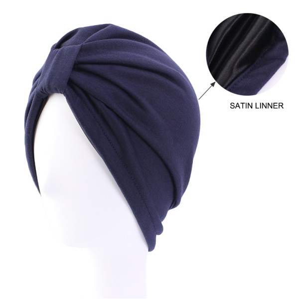 Satin Turban - Cap One-Size，Marinblå