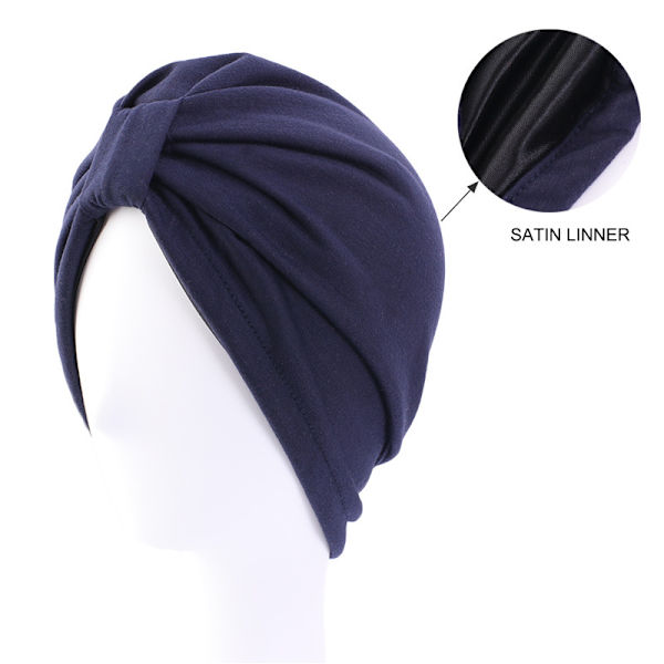 Satin Turban - Søvnhat One-Size, Marineblå