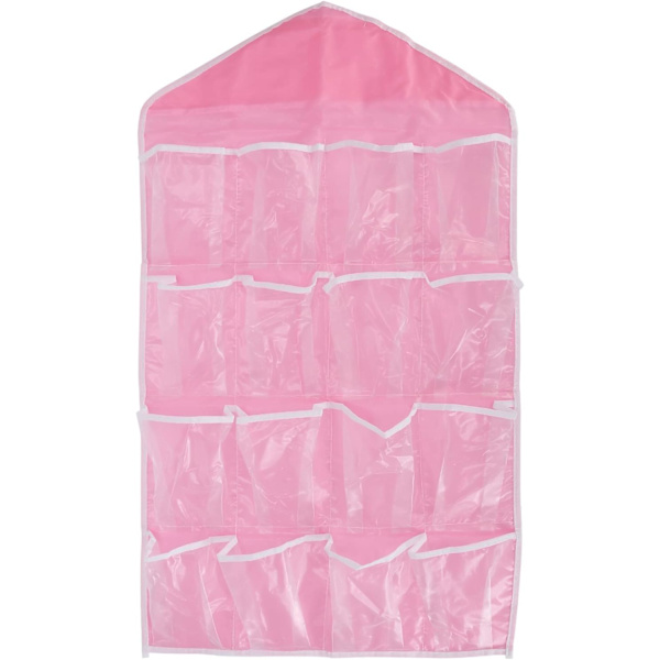Opbevaring bag døren - Hængende vægskab over døren, opbevaringspose, polyester hængende hylder, lomme kompatibel soveværelse, stue (pink)
