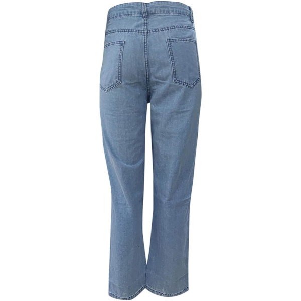 Kvinnors högmidjade lösa slitna jeans, pojkvänsmode stora denimlösa