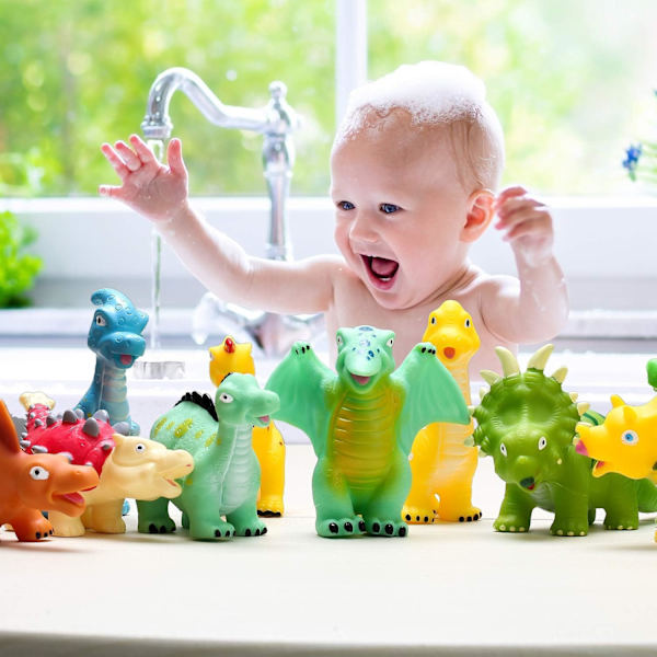 Baby Dinosaurie Badleksaker för Småbarn 1-3 År Gamla, 12 Stycken Mögel Fri Barn
