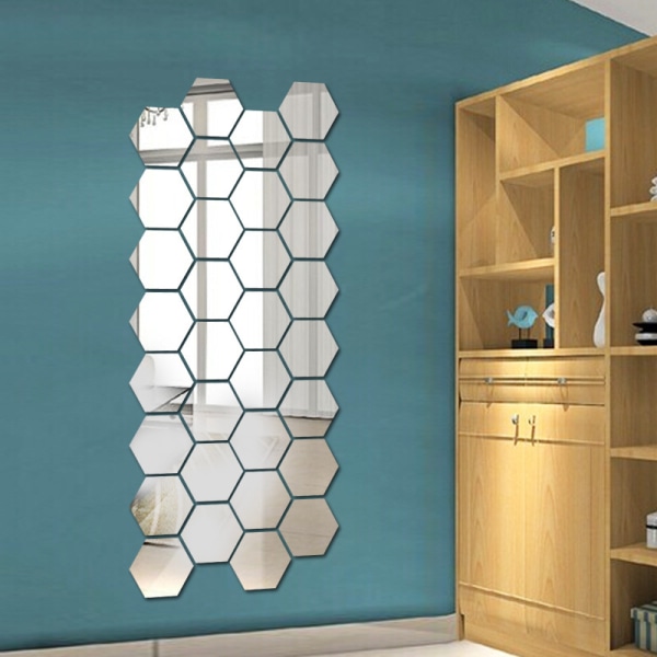 24 stk justerbart spejl akryl aftagelige vægklistermærker til familieliv R