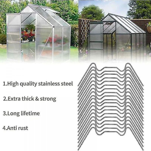 Växthusglasklämmor - Rostfria W-typ Glasklämmor för växthus, montering och fixering (50 st)