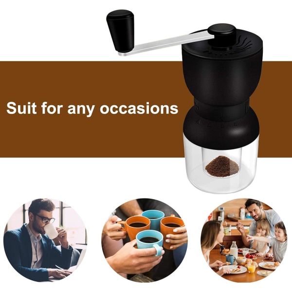 Manuell kaffekvarn med keramiska grader, handkaffekvarn med 2 behållare