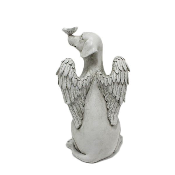 Dog Angel PET Memorial, Gravsten Minnesmärke Staty, 20*11*11cm, Polyester, S