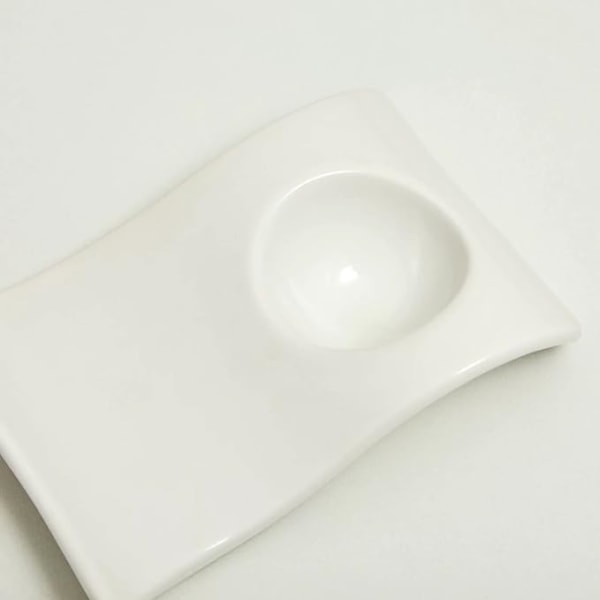 1 Pack Keramisk Äggkopp, Porslin Äggkopp för Mjukkokt Ägg, Ägghållarset för Frukost, Kök, 13,5*8*3,5cm Vit Våga