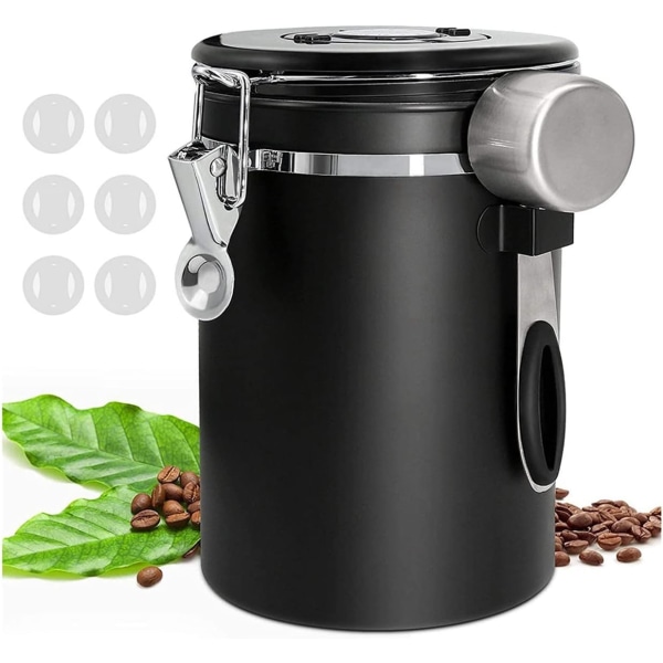 Kaffebeholder, 1,8L Kaffeopbevaringsbeholder, Envejs Co2-ventil med dato