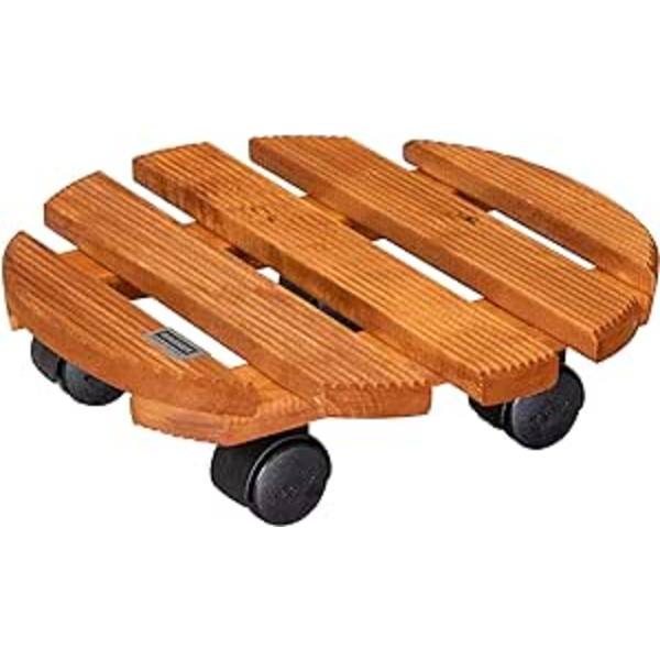Wagner Country -kukkateline pyörillä Ø 30 x 8 cm sisäkäyttöön I Pyörillä varustettu ruukku liukastumattomasta FSC®-sertifioidusta massiivipuusta, kastanja