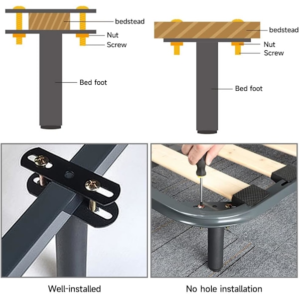 Pakke Justerbare Seng Ben 150-275mm, Justerbare Møbelben, Heavy Duty Seng Center Ramme til Køkkenbord Stol Sofa, Sort