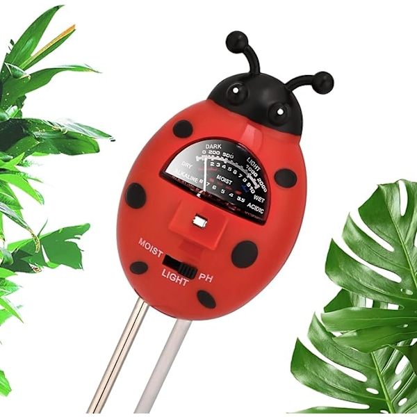 3-i-1 jordtestmätare för inomhus- och utomhusgräsmattor (inget batteri krävs), fuktmätare, ljus- och pH-syratest, för blommor/gräs/växter/trädgård/F
