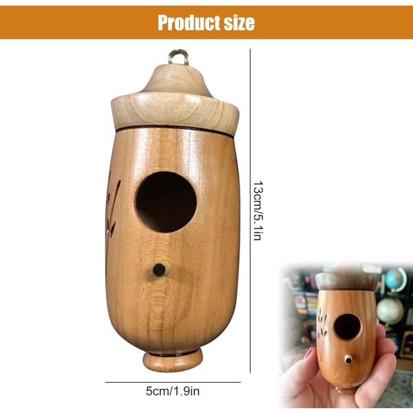 Hengende fuglekasse i tre, utendørs fuglekasse, fuglemater