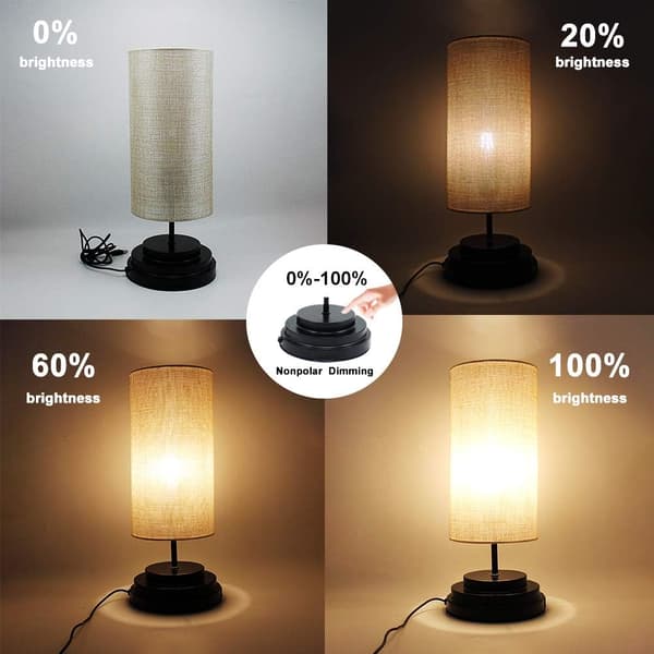 Modern liten lampa, med en cirkulär tygskärm Touch Control - Varm vit