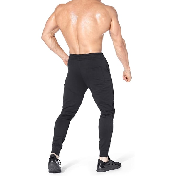Herr Thigh Mesh Gym Jogger Byxor, Herr Casual Slim Fit Träning Bodybuilding Sweatpants med Dragkedja Fickor svart XL