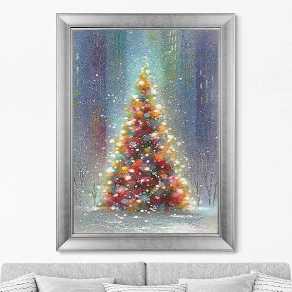 Juldiamantmålning Kit, Julgran Diamantkonst Kit för Vuxna, Stor Storlek 20 X 30cm 5D Måla med Diamant Full Borr Diamantprickar Måln