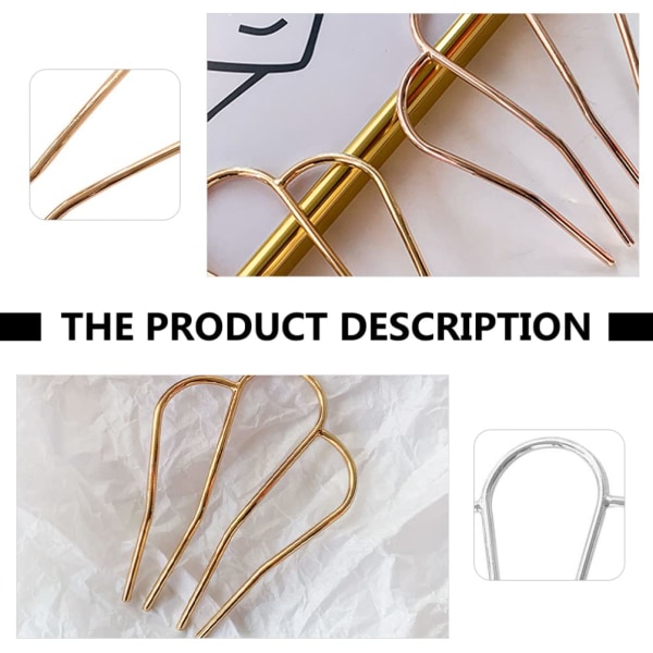 2 stk U-formet hårgaffel Side Fork Style Hårnål 4 Prong Hair Updo Bun Hårnålspinner i legering Hårklips Grips Hårstyling Tilbehør for kvinner Jenter