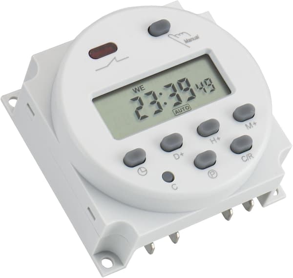 CN101A Ingång DC/AC 12V, Utgång 200-250V AC, 16A LCD Digital Programmerbar Timerrelä Tidbrytare Stöd 17 Tider Dagligt Veckoprogram