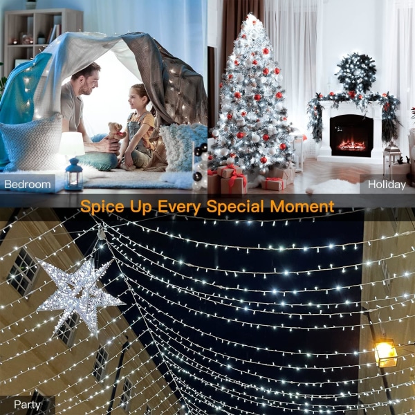 Julelys utendørs 800LED/330FT Super Long String Lights Vanntett F