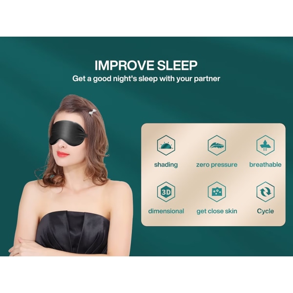 Silk Sleep Unisex Eye Mask, musta