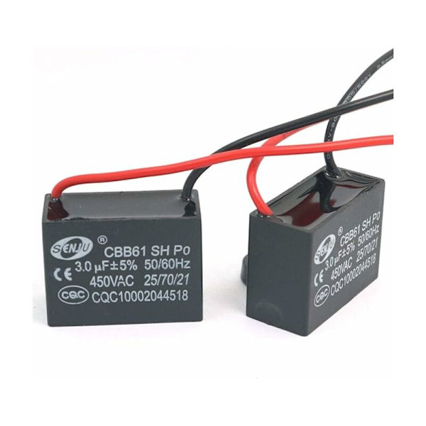 2 st CBB61 450V AC 50/60Hz Fläktmotor Ström Kondensator 3uF