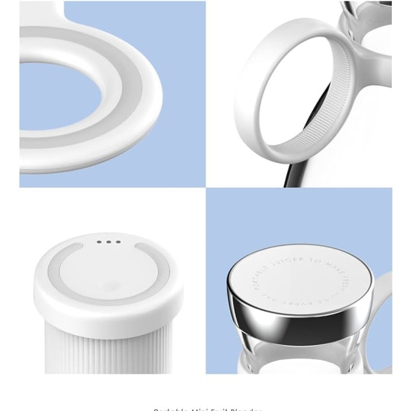 Bærbar blender - personlig blender USB genopladelig med 4 store blade til smoothies og shakes, håndholdt mini juicer mixer til sport rejse fitnesscenter (Pink)