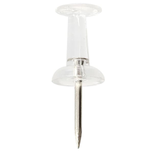 Trykknapper, gennemsigtigt plasthoved, stålspids, 100-pak, 23*8mm