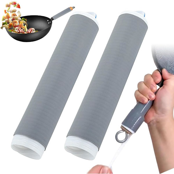 Silikon Håndtak Holder, Silikon Gryteholdergrep, Håndtakgrep Gryteholder, for Jern, Kasserolle, Metall Stekepanner, Stekepanner, Grill, 2 Pakk