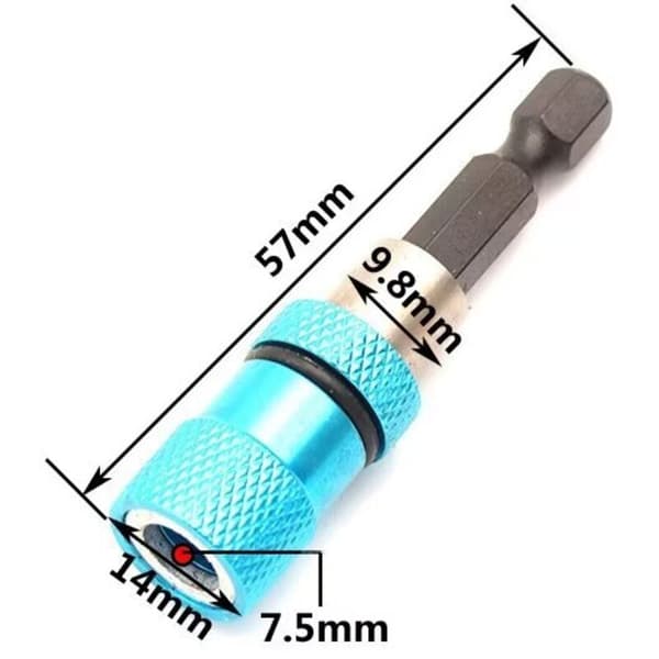 5 stk. magnetisk bitholder med dybdestop - Længde 57 mm, blå
