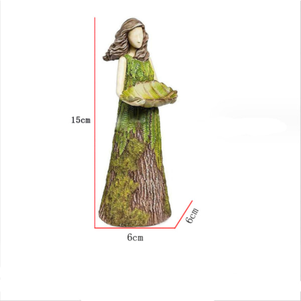 Pigehave statue i harpiks, fe pige skov pige udendørs fuglefoder,