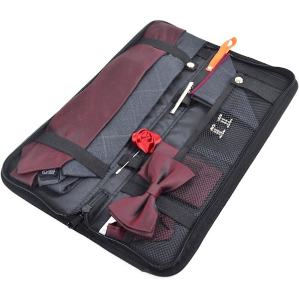 Slips Case Organizer Oppbevaringspose Mansjettknapper Klips Forretnings Nylon Glidelås Vanntett Menn Svart 42x13x2 cm