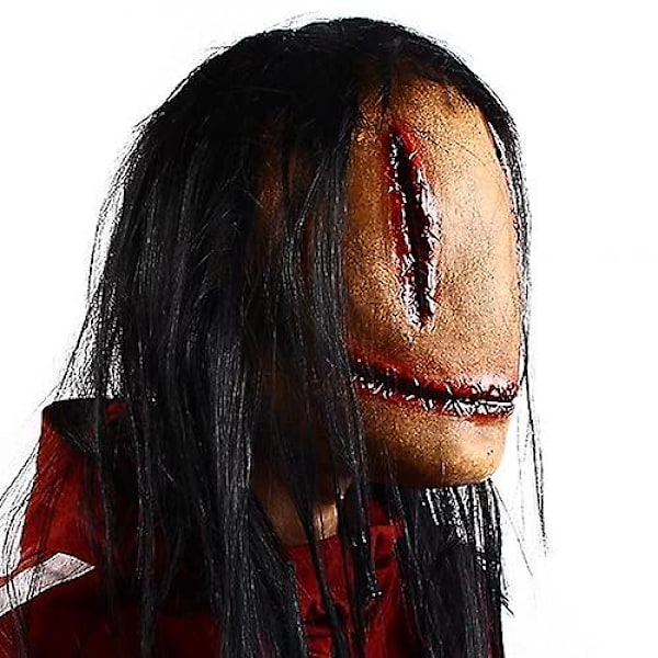 Läskig Halloween-mask för vuxna, realistisk skräckmask med hår, läskig Halloween-mask för temafest Cosplay