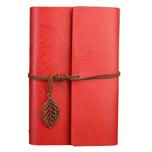 Dagbog/notesbog 18cm - Vintage læder - Rød