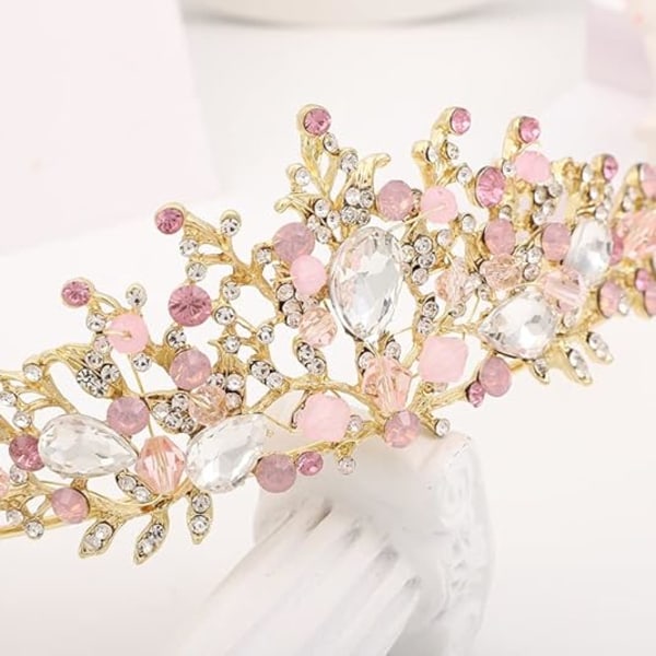 Lasten Pink Crystal Tiara Girls Princess -asu tekojalokivi Crown H