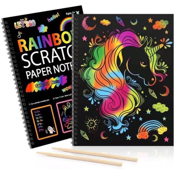 Regnbue Scratch Bog til Børn: Craft Magic Paper Gaveæske Farvelægning