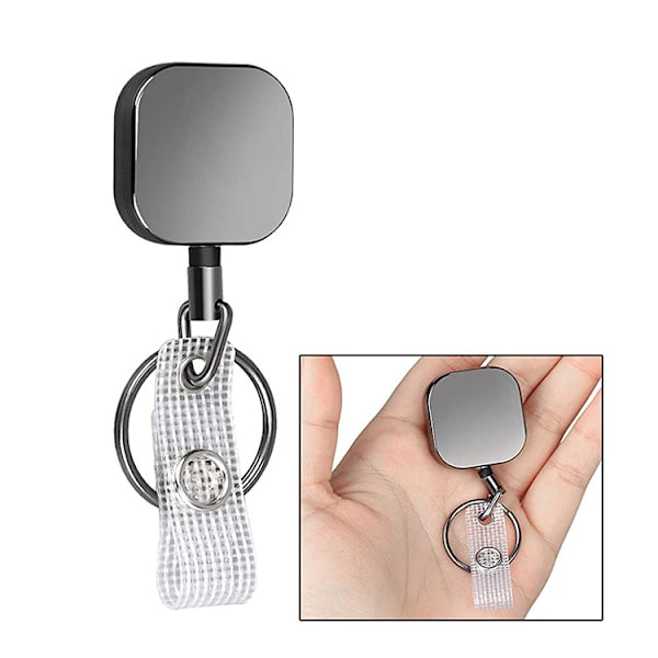 2-pak kraftig rulle-nøglering, metal karabinhage badge-rulle med arbejds-id-badge-klip, stål rulle-ledning