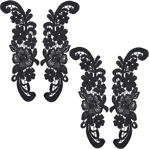 2 Par Blommiga Applikationer för Kläder Bohemisk Stil Ros Broderi Sy på Applikation för Bröllopsklänning Sy Spets Krage Klädtillbehör Hantverk för