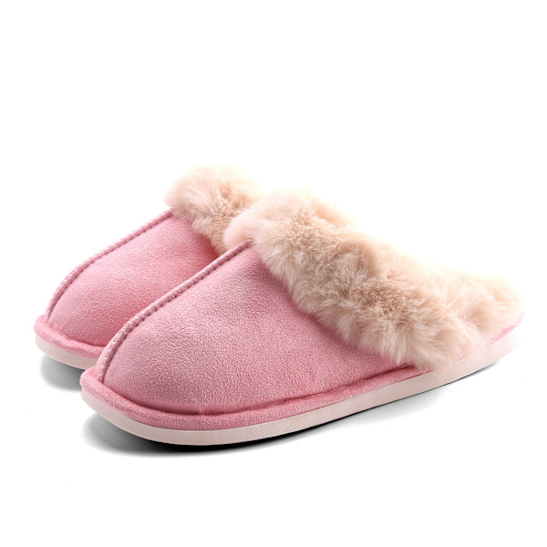 Vinter Varma Plysch Damtofflor Platta Skor Inomhus Slides Rosa
