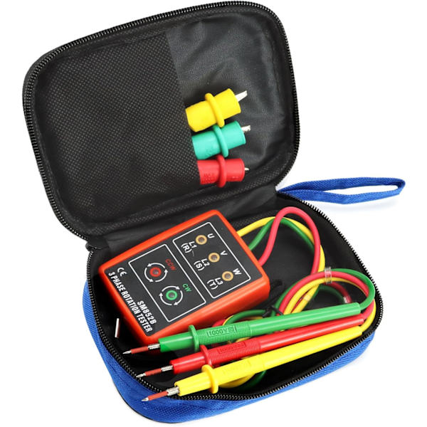 Fasefølge Tester, 60V~600V AC, 20-400 Hz, med Summer Tester og Krokodilleklemmer
