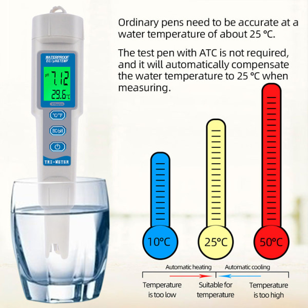 Digital gråtoneskala PH-meter med kalibreringsfunktion Lätt att läsa Mät P