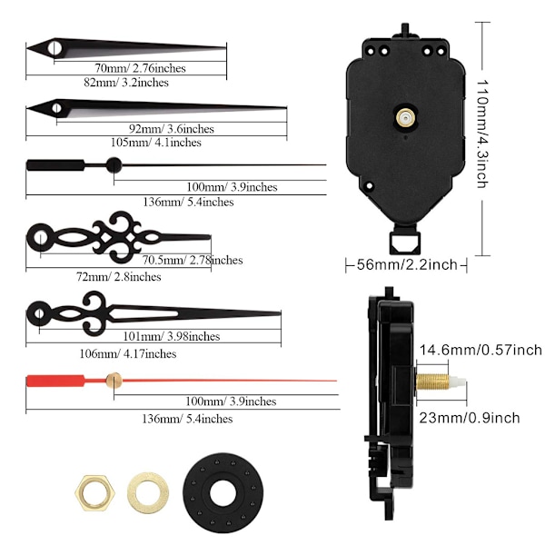 Quartz vægur urværk ur batteridrevet udskiftning DIY reparation