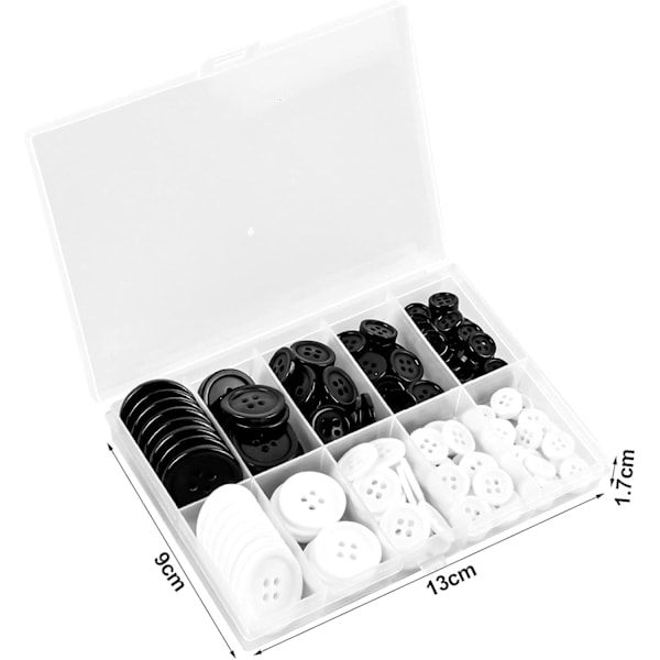 160 stk. 4-huls Knapper, Sort Hvid Knapper, Harpiks Knapper, Sy på Runde Knapper, Harpiks Base Knapper, Sy på Knapper 10,13,15,50,25 mm