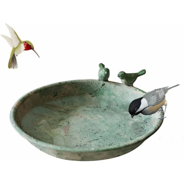 Wild Bird Bath Fuglefodringsskål Rund Fuglebassin i Grøn 17*3cm, 200g