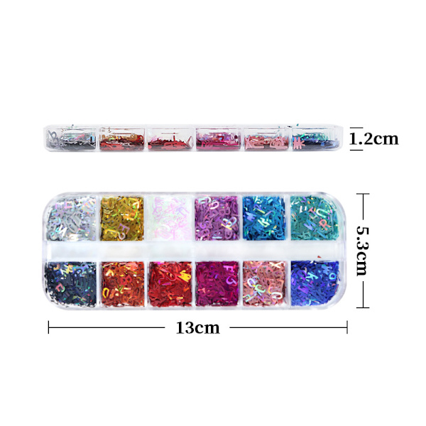 Kirjain kynsien koristelupaljetit Laser aakkoset kynsien glitterhiutaleet konfetti DIY Des