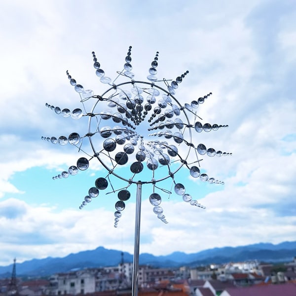 3D Metal Magic Vindmølle - Kinetisk Vindspinner til Have, Terrasse eller Plæne Dekoration