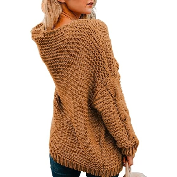 Damtröjor med öppen framdel med lång ärm Chunky Knit Cardigan Sweaters Lösa ytterkläder C