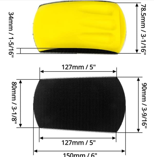 Håndslibe klods, slibeklodser kompatible med slibeskiver, 150 mm (6\")