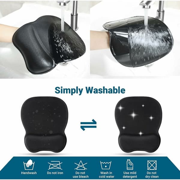 Musematte med gel håndleddstøtte, ergonomisk musematte størrelse L 250x210 mm - Vaskbar
