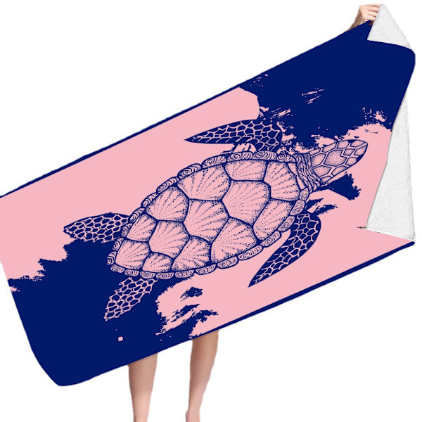 Strandhandduk – Blå med tropisk design, L 70*150CM Cool Hawaiian, Marinblå B