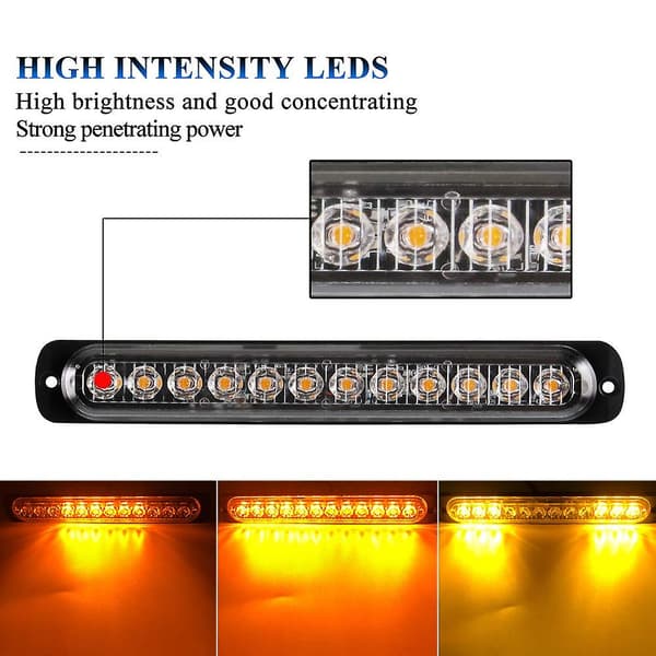 2x 12 LED'er Led Strobe Bil Nødsignaler Strobe Advarsel