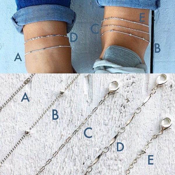 Boho Perle Ankelkæder Sølv Multilayer Perle Kæde Ankelkæde Armbånd